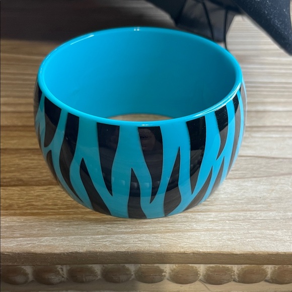 Blue and Black Zebra Print Bangle - Picture 1 of 4
